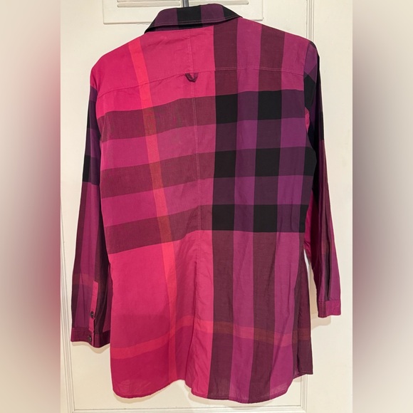 Burberry Brit Burgundy and Black Plaid Shirt - Picture 4 of 6